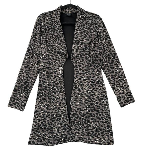 Eva Varro Leopard Print‎ Zipper Detailing Open Front Style Coat Medium - Picture 1 of 5